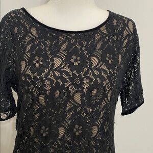 Black Lace Dress with Beige Lining by Edge by Jen Rade
